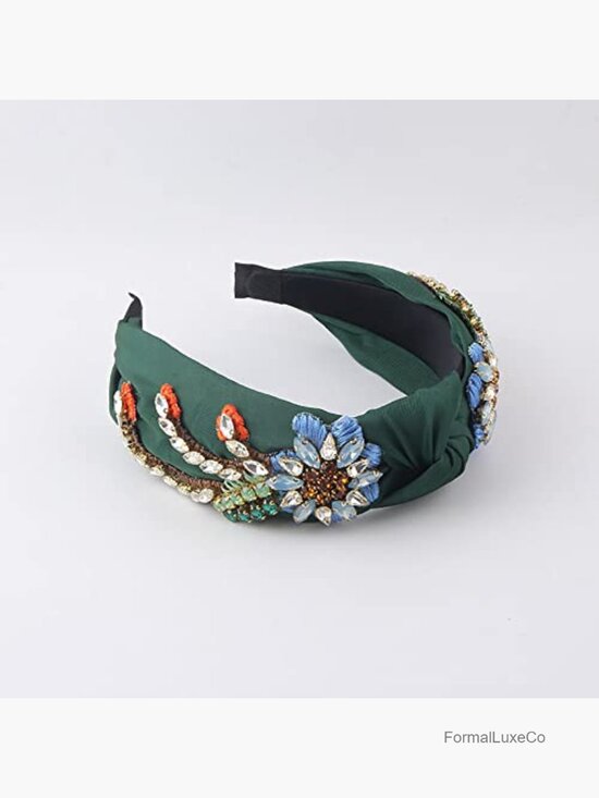 Baroque Rhinestone Crystal Satin Headband Embroidered Hair Accessory